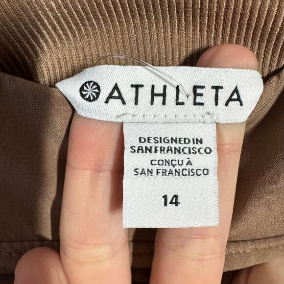 Athleta Brooklyn Ankle Mid Rise Pant Women 14 Brown Zip Pocket Business Casual - Picture 7 of 9